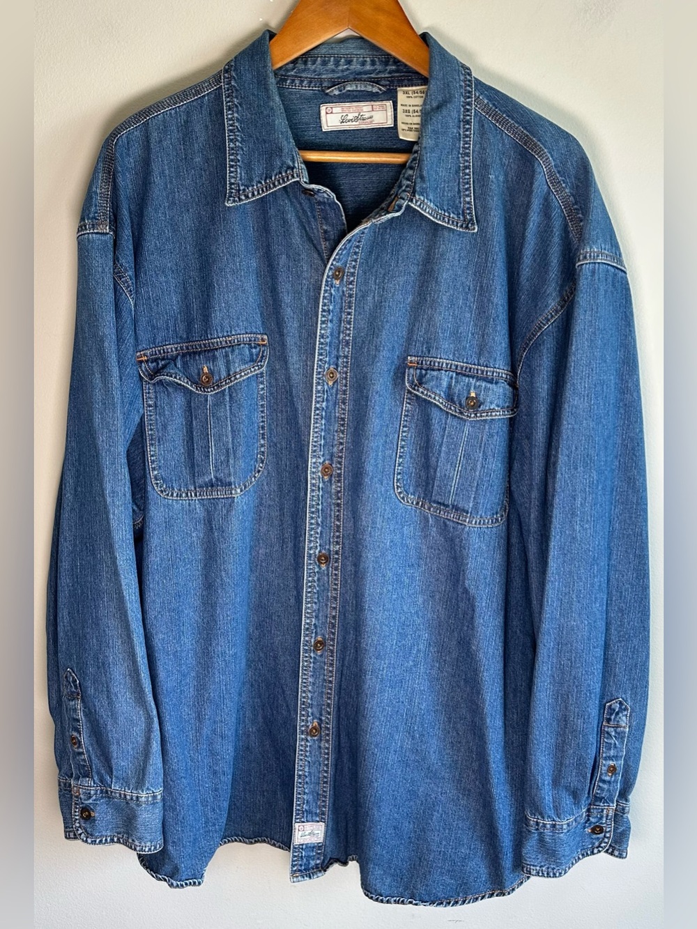 Vintage Levi's Denim Button Up Shirt Mens 3XL Blue Cotton Workwear Y2K LIKE NEW